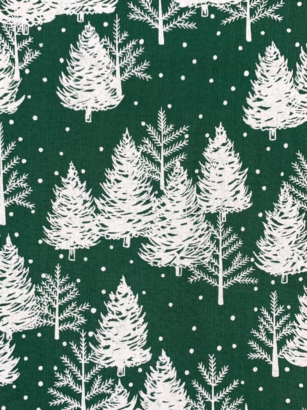Vintage Fabric Traditions Fabric Trees Forest White on Green #2593 2 yards